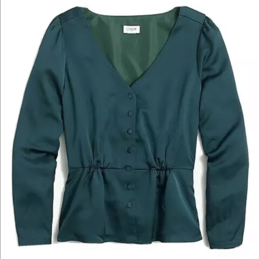 J Crew Satin Back Crepe Button Front Blouse